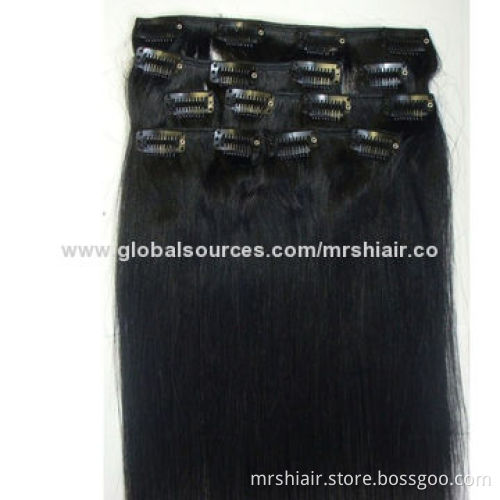 New Arrival 28" 7pcs/set 120g Color 1B# Malaysian Hair Clip in Hair Extensions